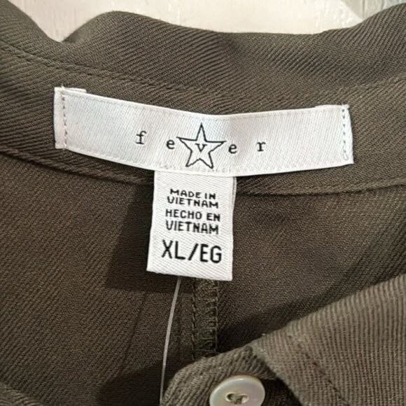 Fever Womens Sleeveless Button-Down Tunic Top Asymmetrical Hem Olive Green XL - Picture 4 of 8